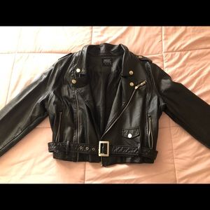 Leather belt motor jacket